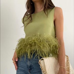 Olive Feather top